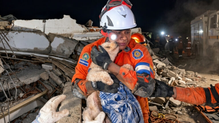 GISELLE THE PUPPY PULLED ALIVE FROM EARTHQUAKE RUBBLE IN VENEZUELA AFTER FIVE HOUR RESCUE