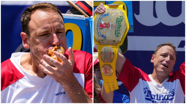 Joey Chestnut Eats 66 hot dogs to claim his 18th Nathan’s Hot Dog Eating Championship