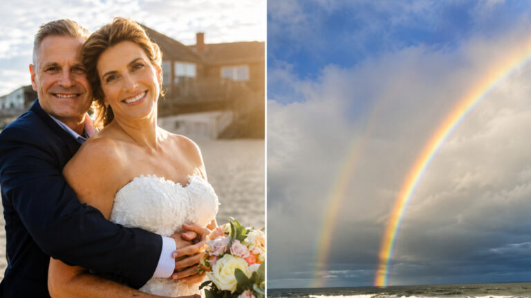 WIDOW AND WIDOWER WHO MET AFTER LOSING THEIR SPOUSES MARRIED UNDER A DOUBLE RAINBOW