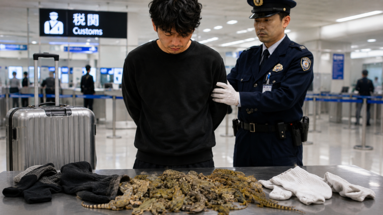MAN ARRESTED AT TOKYO AIRPORT AFTER SMUGGLING 200 LIZARDS INSIDE SOCKS