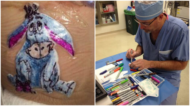A SURGEON SURPRISES KIDS WITH HAND-DRAWN DRESSINGS SO A SCAR WON’T BE THEIR LASTING MEMORY OF SURGERY