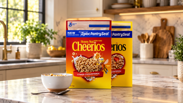 CHEERIOS BOXES NOW COME WITH A ZIPLOC BAG INSIDE